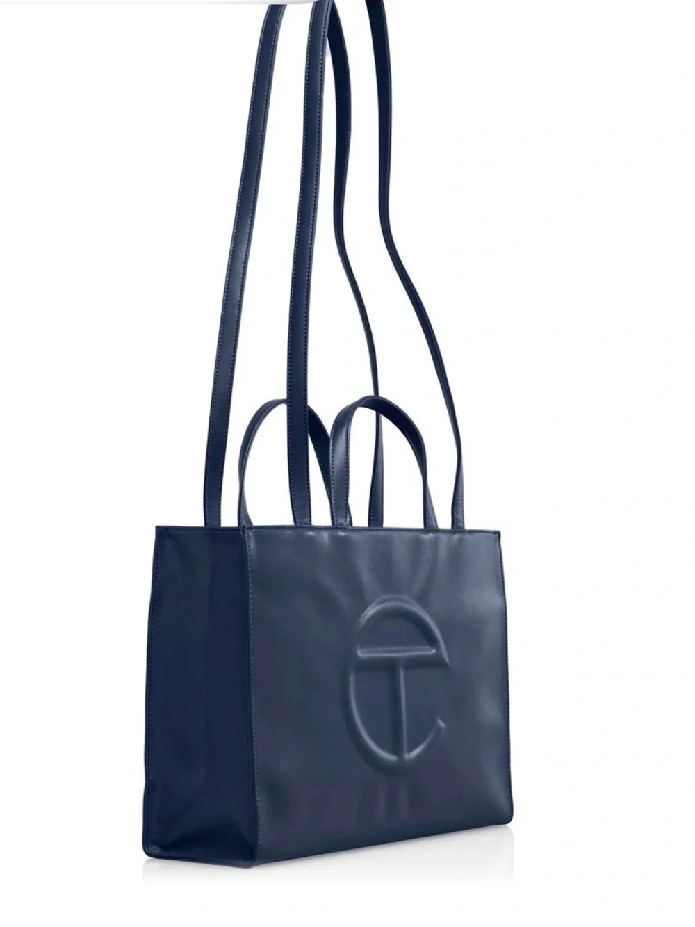 Telfar medium Navy Leather Top-Handle Tote